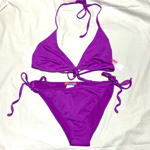 On Shore Triangle Sting Bikini. Size X Large. NWT. Purple. Both Top and Bottom. - Picture 3 of 7